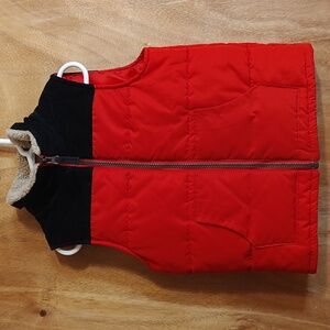 Carter's Little Boys Insulated Zip-Up Puffer Vest Red Black Corduroy Sherpa 5
